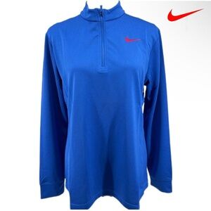 🆕 Nike Women Dri-Fit Performance Blue Long Sleeve 1/4 Zip Sz Xl